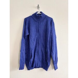 Tejidos Parillo Alpaca Fina Sweater Peru Cardigan Knit Men OS Blue Full Zip